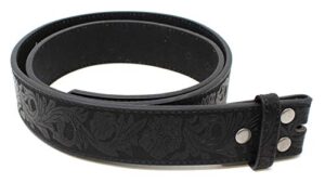 bc belts womens leather belt strap with embossed western flowers pattern 1.5" wide with snaps (black-l)