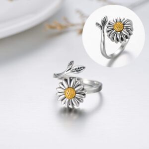 Sunflower Cremation Ring for Ashes 925 Sterling Silver Daisy Urn Ring Jewelry Keepsake Hair Memorial Locket for Women Mom (9)