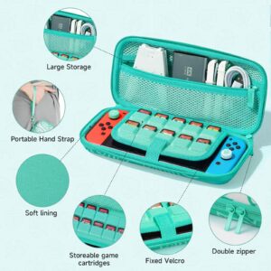 JINGDU Carrying Case for Switch, 4 in 1 Protective Storage Bag Set with Game Card Slots for Leaf Crossing Switch Console include Screen Protector & Thumb Grips & Hand Strap