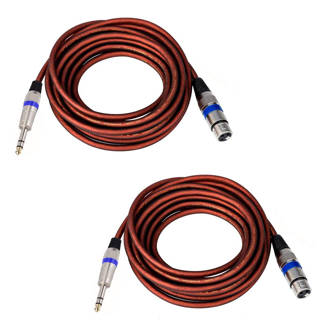 Yuyaokk 2Pcs 25 Feet Female XLR to 1/4 Inch TRS (6.35mm) Microphone Cables, XLR to Quarter inch Patch Cable, Unbalanced XLR Female to TRS Male Mic Cord Stereo Interconnect Cable