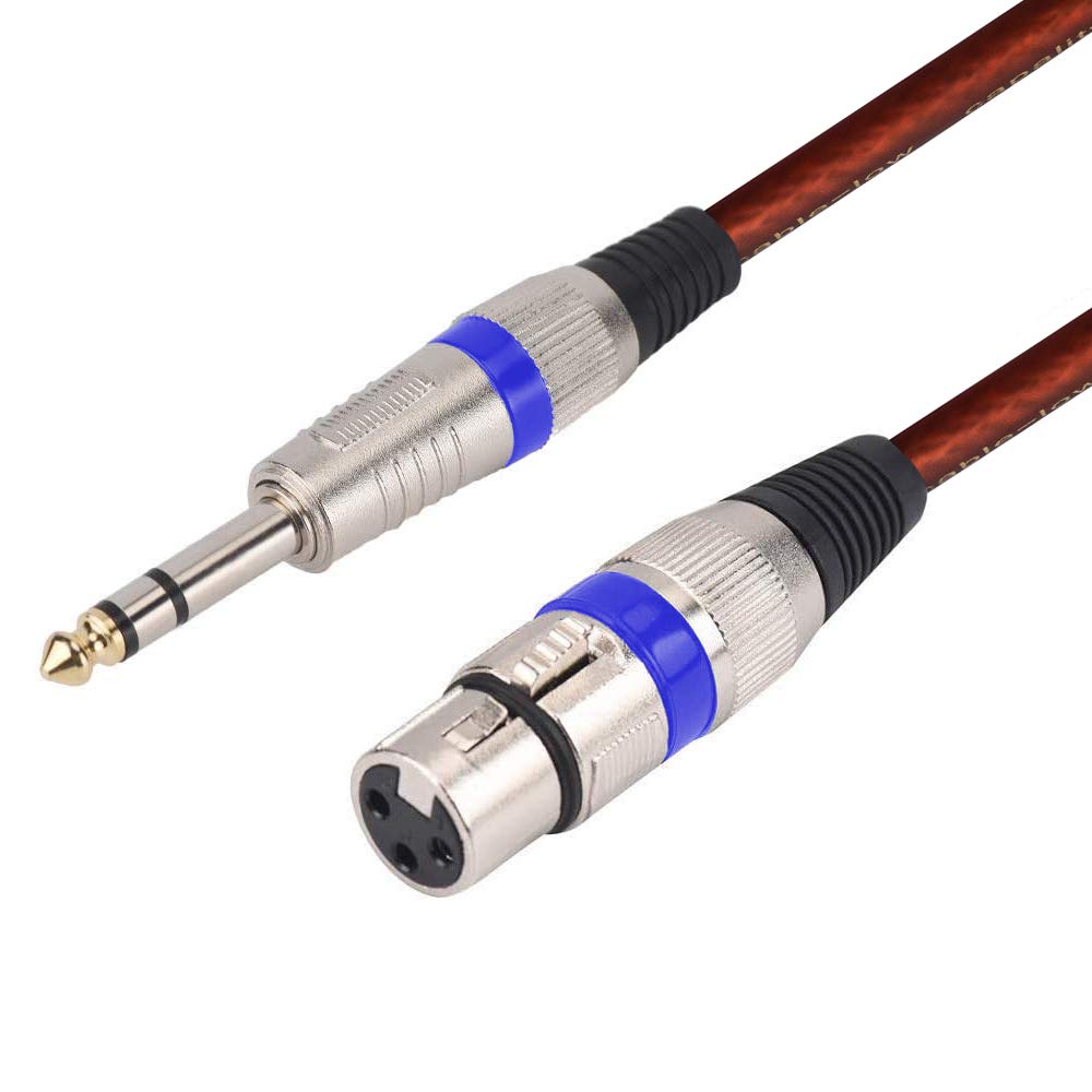 Yuyaokk 2Pcs 25 Feet Female XLR to 1/4 Inch TRS (6.35mm) Microphone Cables, XLR to Quarter inch Patch Cable, Unbalanced XLR Female to TRS Male Mic Cord Stereo Interconnect Cable