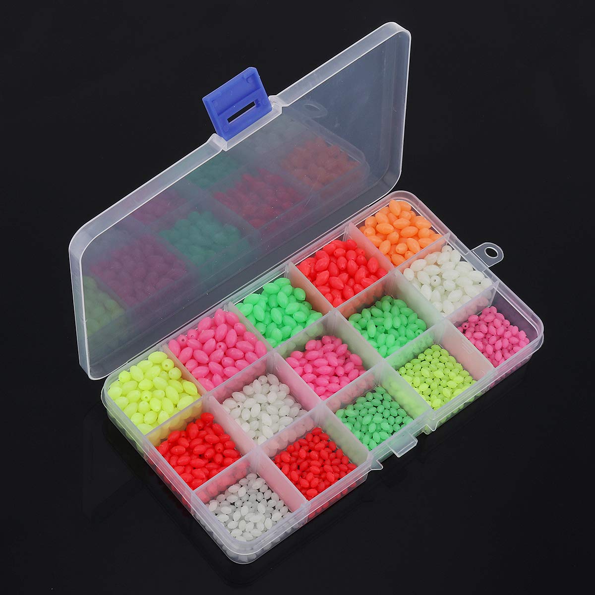 OriGlam 1500pcs Fishing Beads Assorted, Luminous Glow Fishing Beads Kit, Plastic Oval Beads Fishing Tackle, Luminous Fishing Bead Rigging Beads Fishing Lures Beads