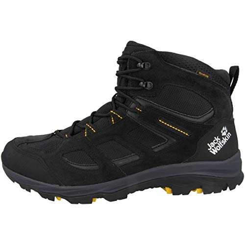 Jack Wolfskin Men's Vojo 3 Texapore Mid Hiking Shoe Boot, Black/Burly Yellow XT, 9