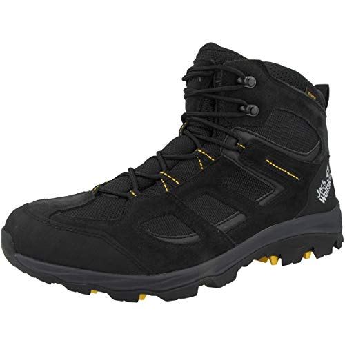 Jack Wolfskin Men's Vojo 3 Texapore Mid Hiking Shoe Boot, Black/Burly Yellow XT, 9