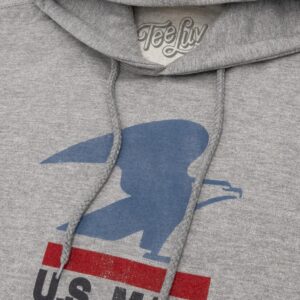 Tee Luv Men's Faded U.S. Mail Eagle Hoodie - Hooded USPS Logo Sweatshirt, Oxford Gray, S