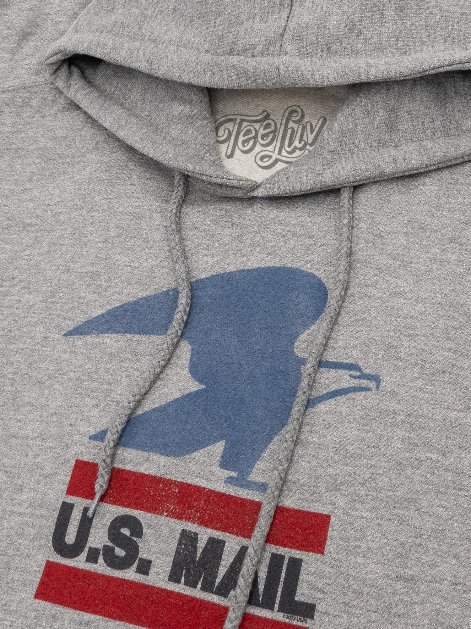 Tee Luv Men's Faded U.S. Mail Eagle Hoodie - Hooded USPS Logo Sweatshirt, Oxford Gray, S