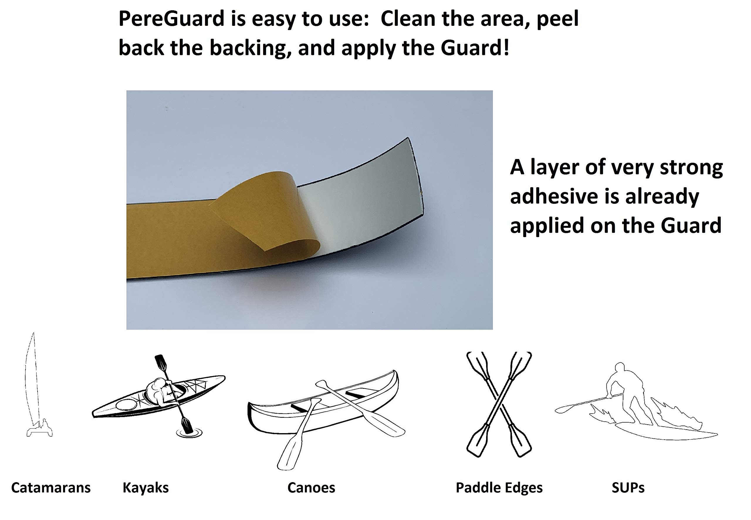 PereGuard Kayak Keel Guard 2" Width Black (14 feet) Kayak Canoe Protective Guard Abrasion Resistance