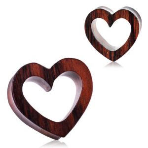 Pierced Owl Organic Sono Wood Heart Tunnel Plug Gauges, Sold as a Pair (14mm (9/16"))