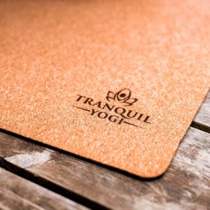 Tranquil Yogi Natural Yoga and Exercise Mat - Excellent Grip and Joint Protection, Includes Carry Strap. (Cork - 6mm)