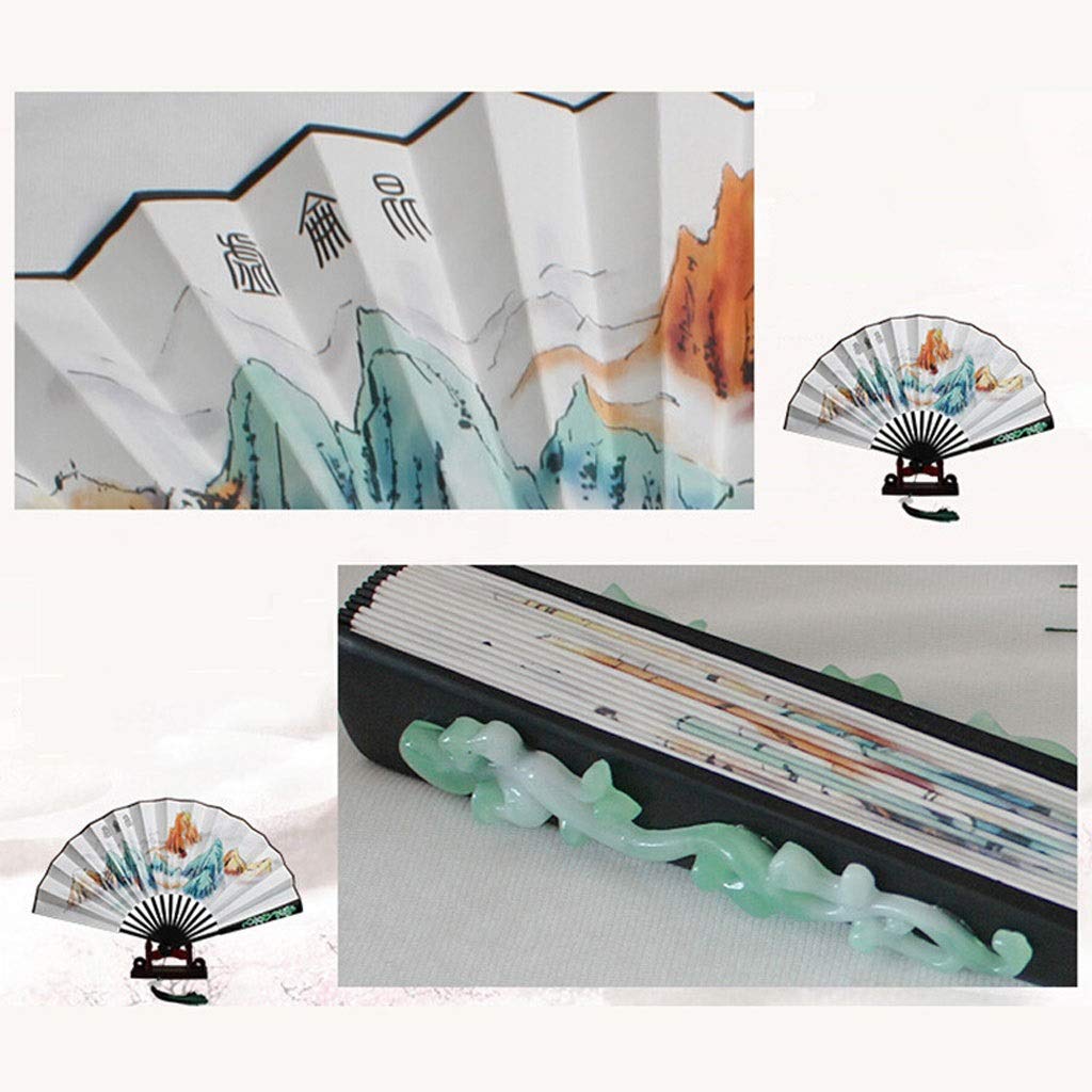 Liudan Folding Fan Fan Men and Women Folding Fan Hand-Painted Ancient Style Creative Men and Women Yuqing Kunlun Fan Costume Props Chinese Style Gift