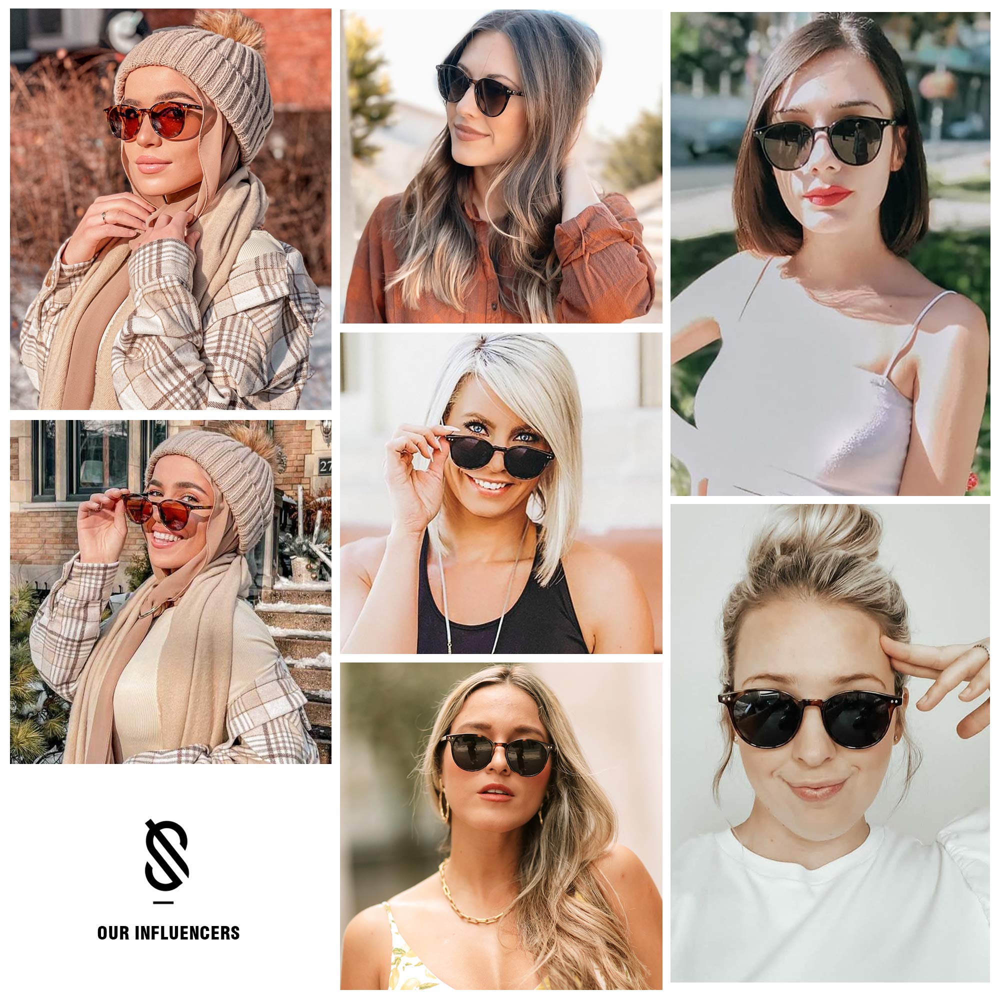 SOJOS Small Round Classic Polarized Sunglasses for Women Men Vintage Style UV400 Lens SJ2113, Tortoise/Grey