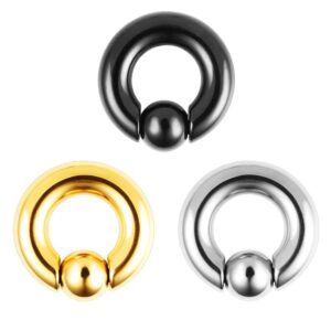 casvort 2 pcs gold stainless steel piercing captive hoop rings tragus ear tunnels ear hanger weight gauges body jewelry 00g