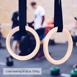 VGEBY Professional Gymnastic Rings Strength Training Birch Wooden Rings with Polyester Straps