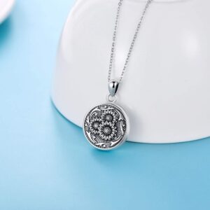 Locket Necklace That Holds Pictures Sunflower Pendant Necklace Jewelry Gifts 925 Sterling Silver Locket Photo Picture Keepsake Pendant You are my Sunshine Gifts for Christmas Birthday Valentine