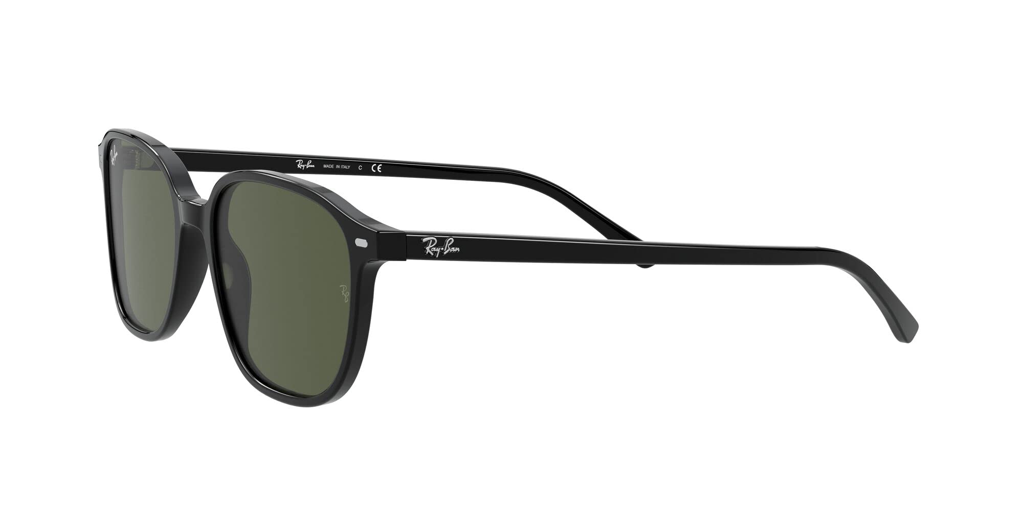 Ray-Ban RB2193 Leonard Square Sunglasses, Black/G-15 Green, 53 mm