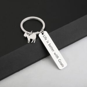 PENQI Goat Jewelry Goat Themed Gift Life is better with Goats Key Ring Funny Gift Farm Gift Farm Animal Lover Jewelry Goat Lover Gift (sliver)