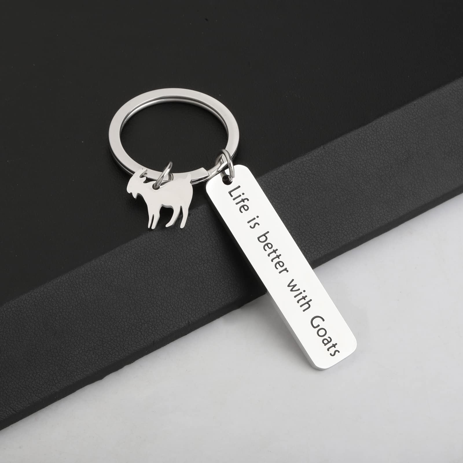 PENQI Goat Jewelry Goat Themed Gift Life is better with Goats Key Ring Funny Gift Farm Gift Farm Animal Lover Jewelry Goat Lover Gift (sliver)