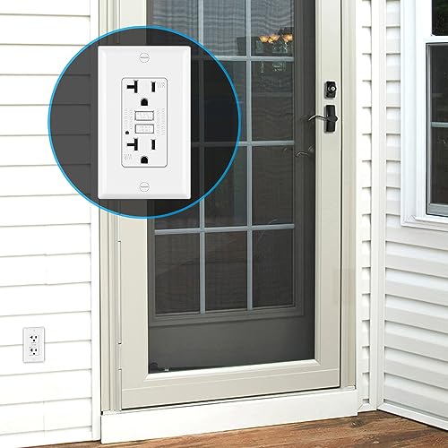 (10 Pack) UNIELE 20 Amp WR GFCI Receptacle Outlet, Outdoor Weather-Resistant GFI, Ground Fault Circuit Interrupter, Wallplate Included, ETL Listed, White