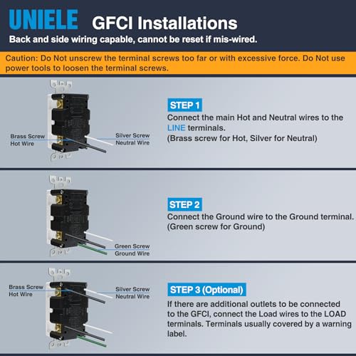 (10 Pack) UNIELE 20 Amp WR GFCI Receptacle Outlet, Outdoor Weather-Resistant GFI, Ground Fault Circuit Interrupter, Wallplate Included, ETL Listed, White