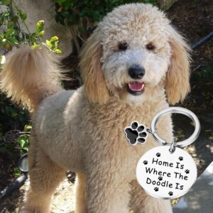 PLITI Golden Poodle Gifts Dog Mom Gifts Dog Dad Gifts Dog Lover Gifts Pet Parent Gift for Couple Dog Owner Gifts Labor Doodle Gifts Home Is Where The Doodle Is Keychain