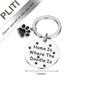 PLITI Golden Poodle Gifts Dog Mom Gifts Dog Dad Gifts Dog Lover Gifts Pet Parent Gift for Couple Dog Owner Gifts Labor Doodle Gifts Home Is Where The Doodle Is Keychain