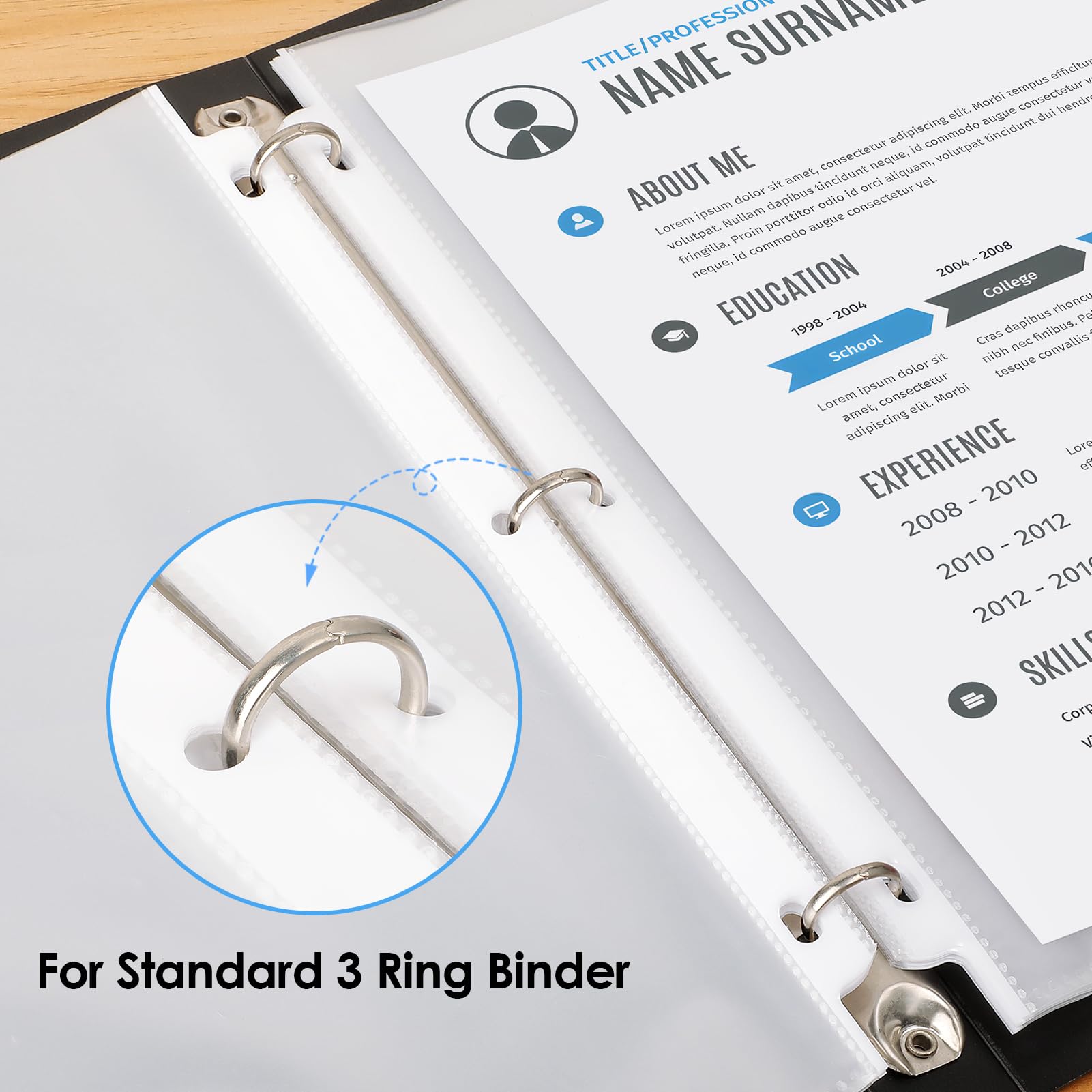 KTRIO Sheet Protector 8.5 x 11 inch Non-Glare Clear Page Protectors, Plastic Sleeves for Binders, Paper Protector for 3 Ring Binder Letter Size Top Loading, 100 Pack