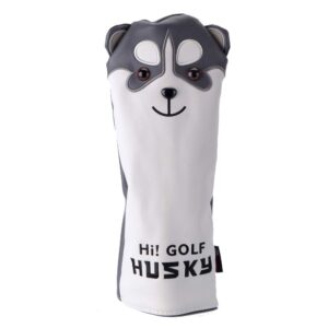 PLUSKER 1PC Golf Club Head Cover for Driver Synthetic Leather with Husky Pattern Design Creative Golf Headcover