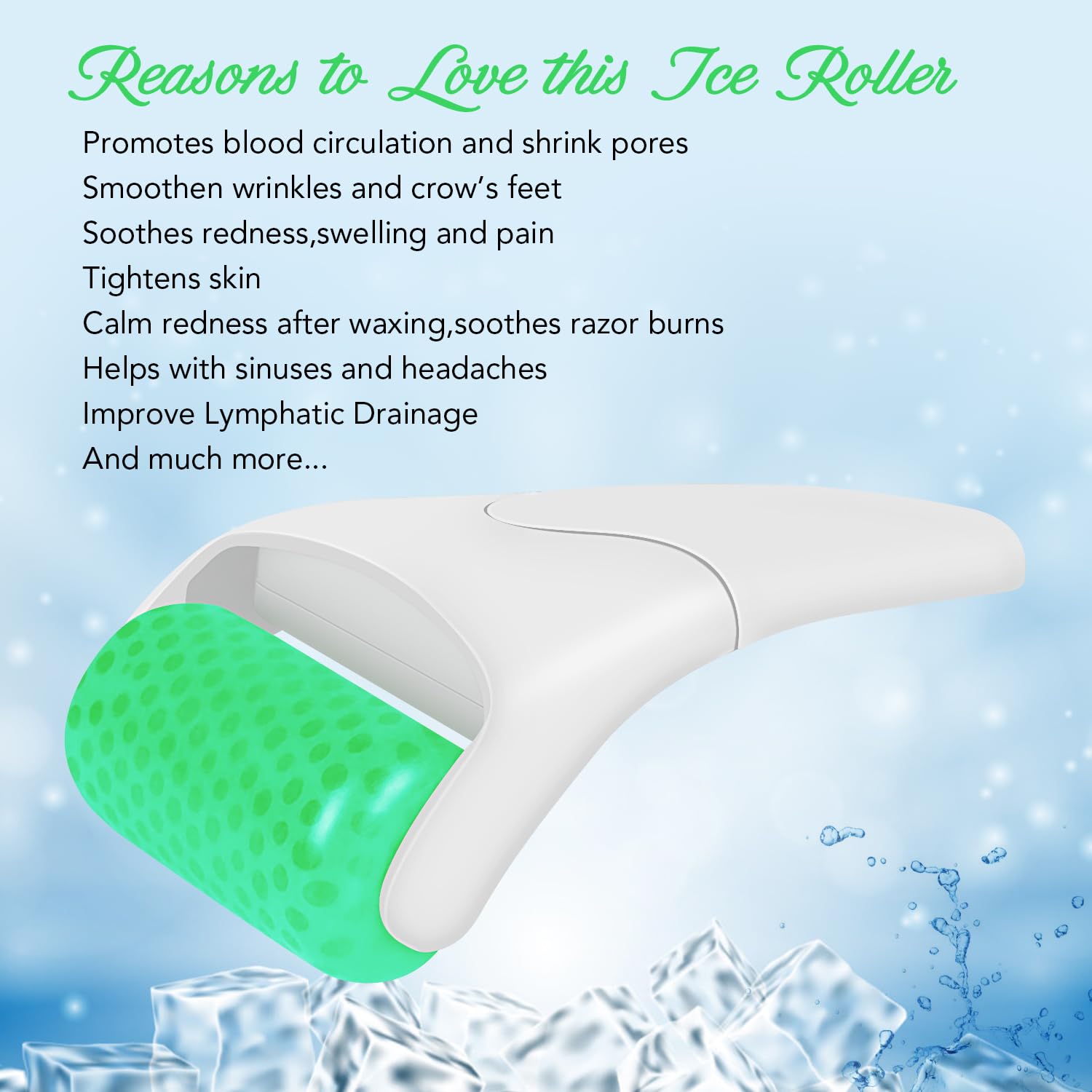 LATME Ice Roller for Face Eyes,Womens Gifts,Face Massager Roller Puffiness Migraine Pain Relief and Minor Injury(White)