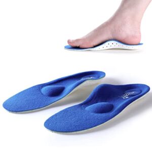 walkomfy full length orthotic inserts arch support insole, insert for flat feet,plantar fasciitis,feet pain,metatarsal support insoles for men & women blue,10.24"