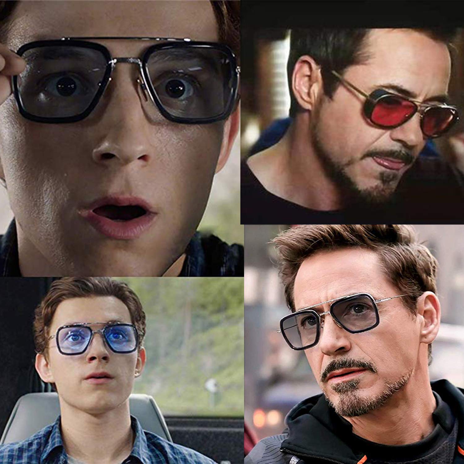 Lasla Tony Stark Sunglasses Polarized Sunglasses for Men Women Aviator Square Metal Frame Spiderman ironman edith glasses