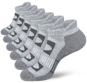 aptyid women's ankle socks athletic cushioned running, size 6-9, grey, 6 pairs