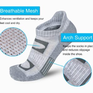 APTYID Women's Ankle Socks Athletic Cushioned Running, Size 6-9, Grey, 6 Pairs