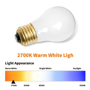 Belleone 8009 Light Bulbs for Refrigerator Oven - 120V 40W Replacement Incandescent Bulbs Fit for Whirlpool GE Kenmore Frigidaire Amana KitchenAid Freezer, Yellow Warm Light Color, 2 PCS