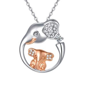 aoboco elephant jewelry gifts for women sterling silver elephant family necklace for mom daughter wife grandma