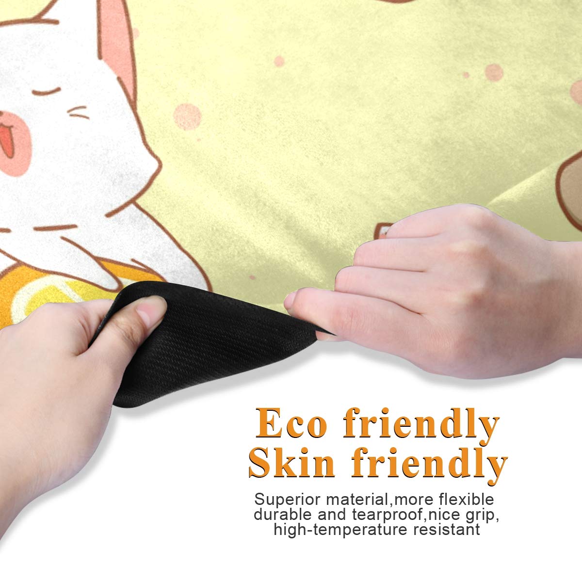 Travel Yoga Mat Non Slip - Kawaii Cat Orange Ice Cream Foldable Exercise Mat Lightweight Work Out Mat with Bag Sweat Absorbent Travel Yoga Mat for Yoga Pilates Fitness