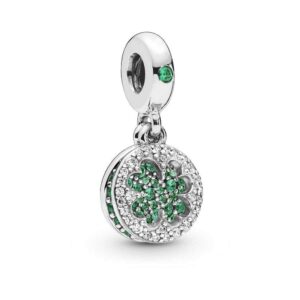 minijewelry green cz lucky clover dangle charm fits pandora moments bracelets for women sterling silver