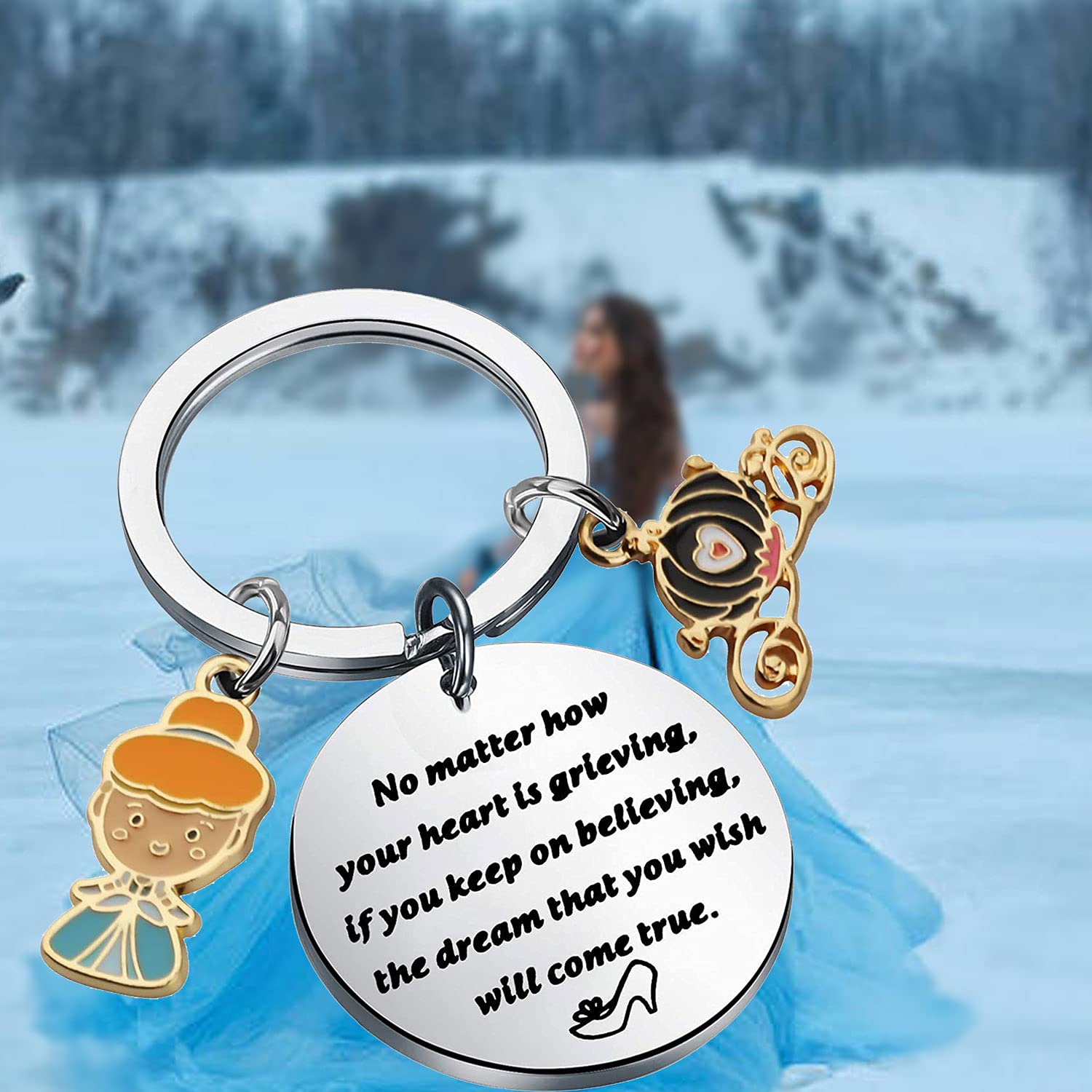 AKTAP Inspirational Gift Fairy Tale Princess Inspired Keychain Fairy Tale Jewelry Cartoon Princess Gift