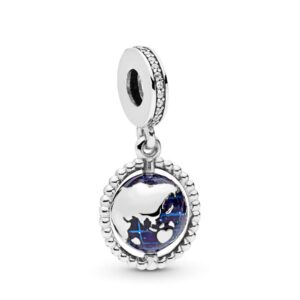 MiniJewelry Blue Spinning Globe Dangle Charm fits Pandora Moments Bracelets Women Sterling Silver Bead