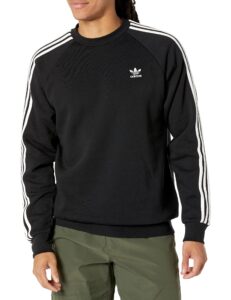 adidas originals mens 3-stripes long sleeve tee shirt, black, large us