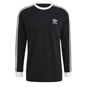 adidas Originals mens 3-stripes Long Sleeve Tee Shirt, Black, Large US