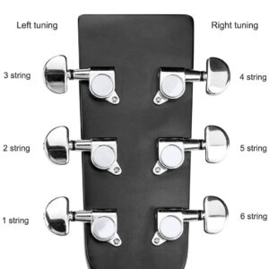 HQDeal 6PCS 3L3R Acoustic Guitar Tuning Pegs Machine Head Tuners, Knobs Tuning Keys, Wear-Resistant, Guitar String Tuning Pegs Machine, Enclosed Locking Tuners for Electric or Acoustic Guitar- Chrome