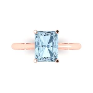 clara pucci 2.5ct radiant cut solitaire natural sky blue topaz gemstone bridal designer anniversary engagement ring real 14k rose gold