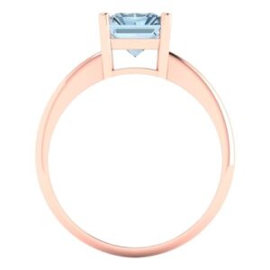 Clara Pucci 2.5ct Radiant Cut Solitaire Natural Sky Blue Topaz gemstone Bridal Designer Anniversary Engagement Ring Real 14k Rose Gold