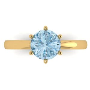 clara pucci 1.50 ct round cut solitaire natural sky blue topaz gemstone bridal designer anniversary engagement ring in 14k yellow gold