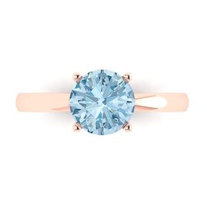 Clara Pucci 1.50 ct Round Cut Solitaire Natural Sky Blue Topaz gemstone Bridal Designer Anniversary Engagement Ring in 14k Rose Gold