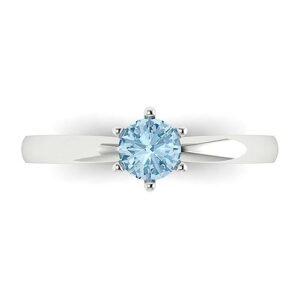 clara pucci 0.50 ct round cut solitaire natural sky blue topaz gemstone bridal designer anniversary engagement ring in 14k white gold