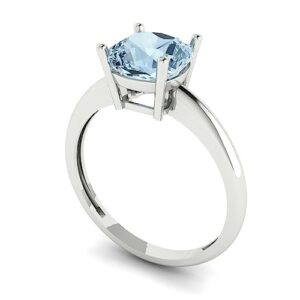 Clara Pucci 2.0 ct Cushion Cut Solitaire Natural Sky Blue Topaz gemstone Bridal Designer Anniversary Engagement Ring Real 14k White Gold