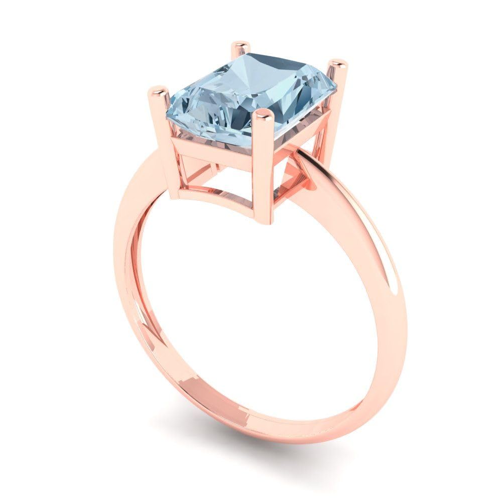 Clara Pucci 2.4ct Radiant Cut Solitaire Natural Sky Blue Topaz Wedding Bridal Designer art deco Anniversary Ring 14k Rose Gold for Women