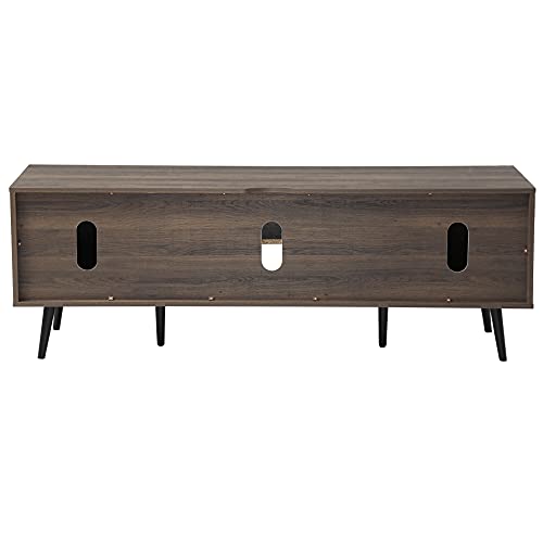 WAMPAT Mid Century Modern TV Stand for TVs up to 65 inches, Wood TV Console Media Cabinet with Storage, Entertainment Center for Living Room Bedroom, Black, 60 inch