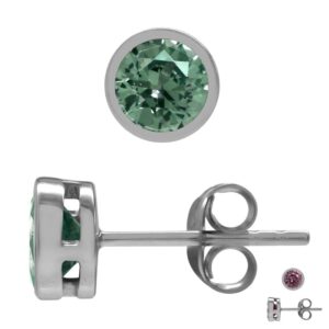 silvershake petite 5 mm round created color change alexandrite 925 sterling silver bezel set stud earrings